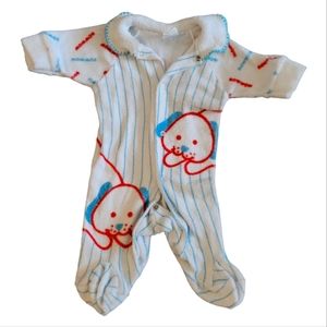 NB Boy's Infant Onesie Footie Puppy Stripes Soft Terry Cloth Bath Time